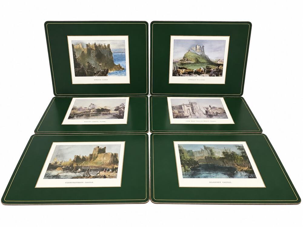 Set of Six Pimpernel Cork Table Mats Irish Heritage Castles Equestrian